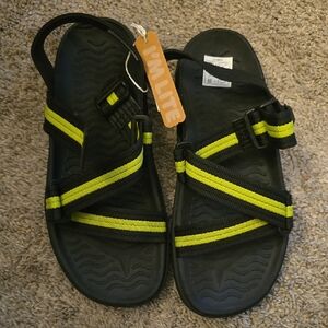 Native Black and Yellow Strappy Sandals